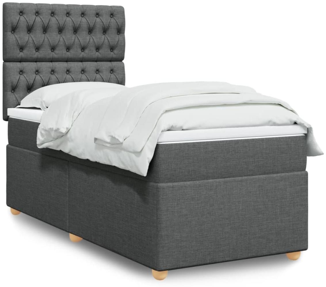 vidaXL Boxspringbett mit Matratze Dunkelgrau 90x200 cm Stoff 3293471 Bild 1