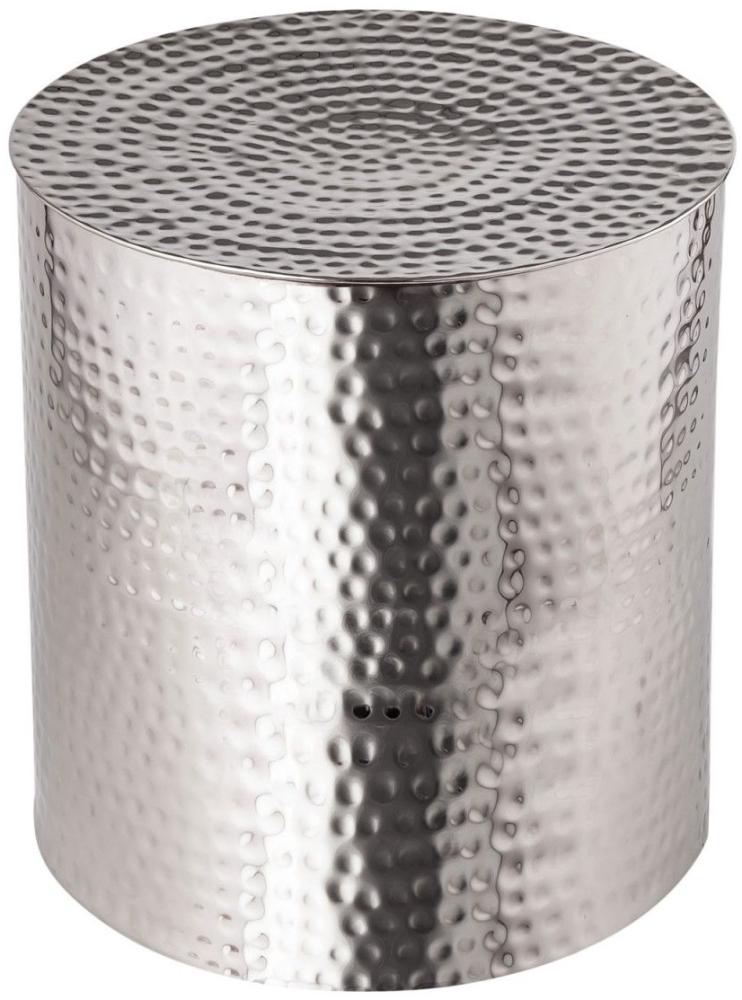 Beistelltisch Metall ø 40x45 cm rund Dekotisch Tunis silber Aluminium gehämmert Bild 1