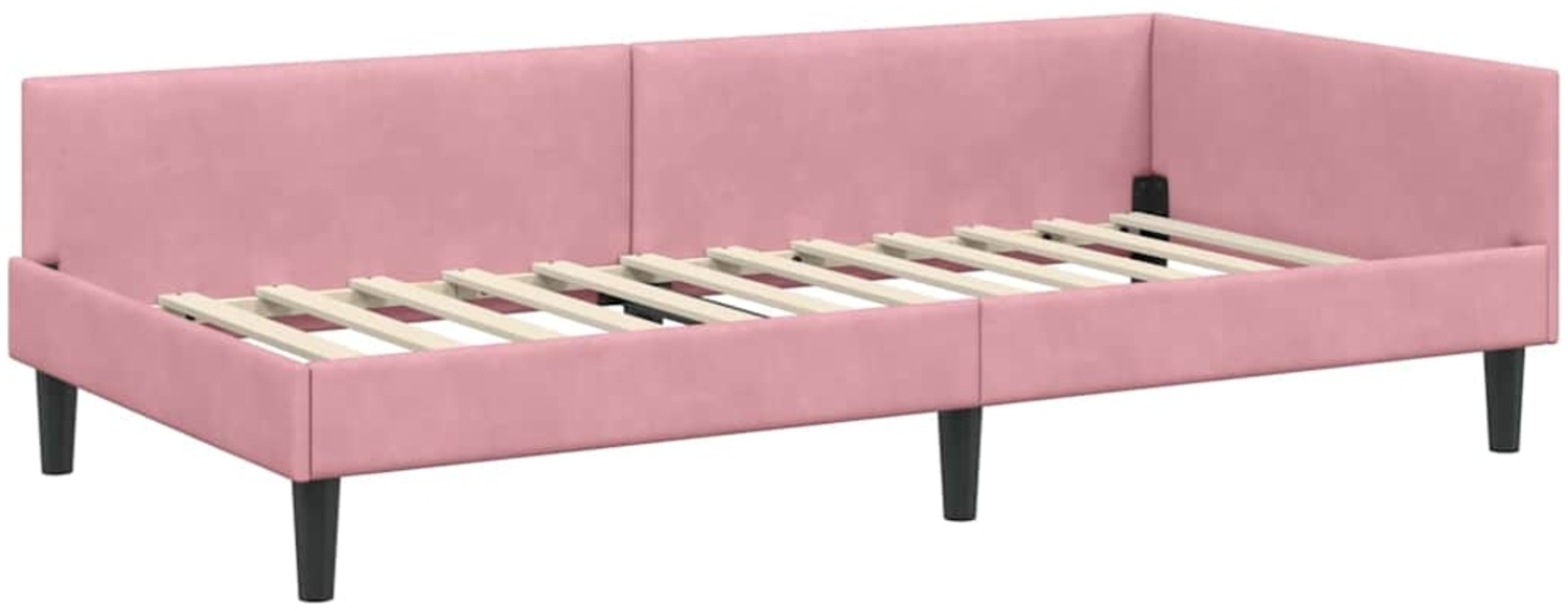 vidaXL Eckbettgestell mit Kopfteil Rosa 100 cm x 200 cm Stoff 42016167 Bild 1