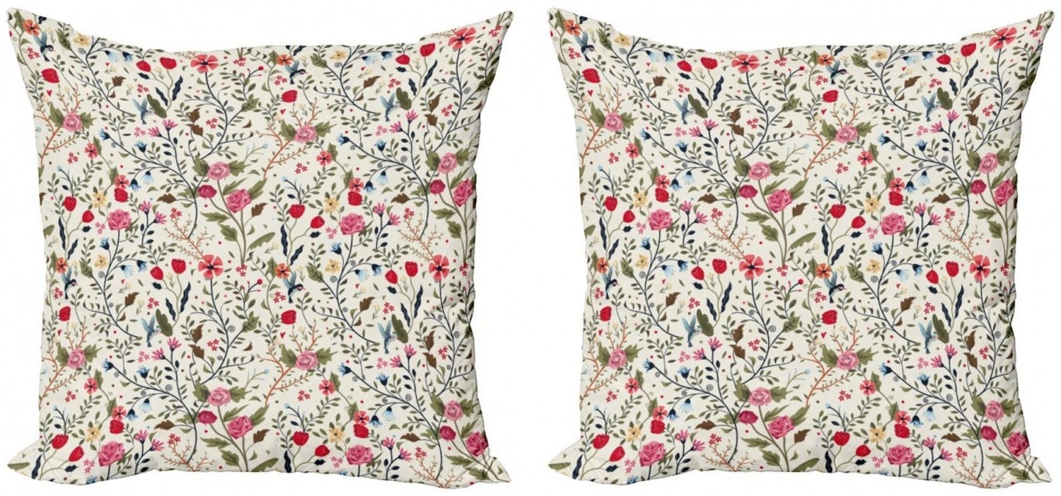 Abakuhaus Kissenbezüge Modern Accent Doppelseitiger Digitaldruck, (2 Stück), Blumen Vögel Rosen-Tupfen Bild 1