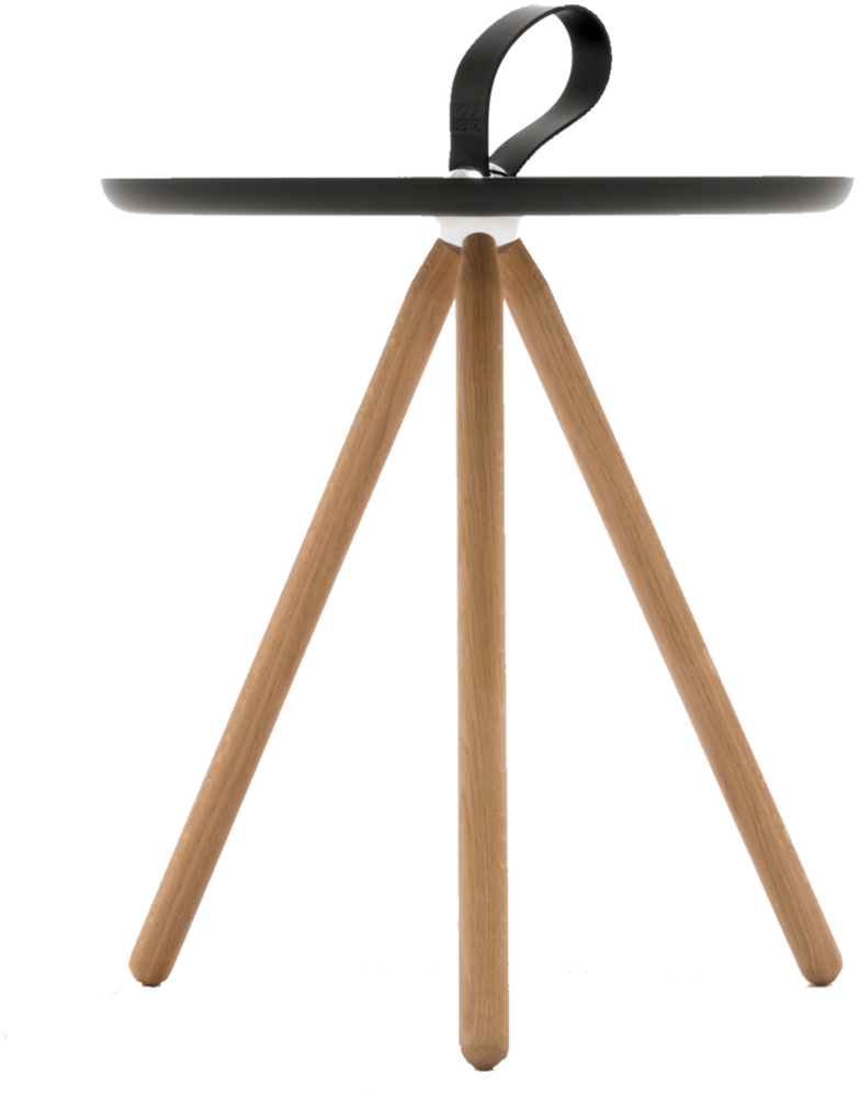 973 Beistelltisch ø40, Teller Stahl pulverbeschichtet matt RAL9017 Verkehrsschwarz Gestell Massivholz Bild 1