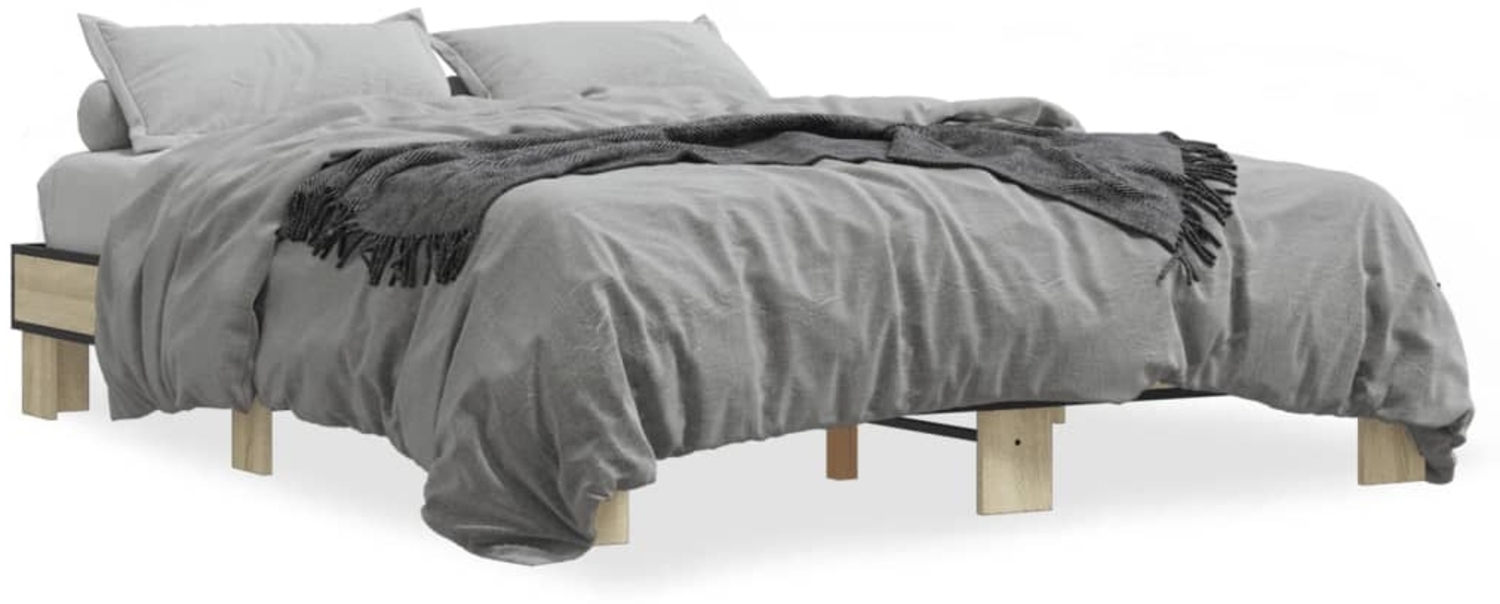 vidaXL Bettgestell Sonoma-Eiche 150x200 cm Holzwerkstoff und Metall 3280233 Bild 1