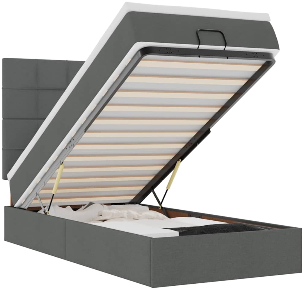 vidaXL Ottoman-Bett mit Matratze & LEDs Dunkelgrau 100x200 cm Stoff 3313983 Bild 1