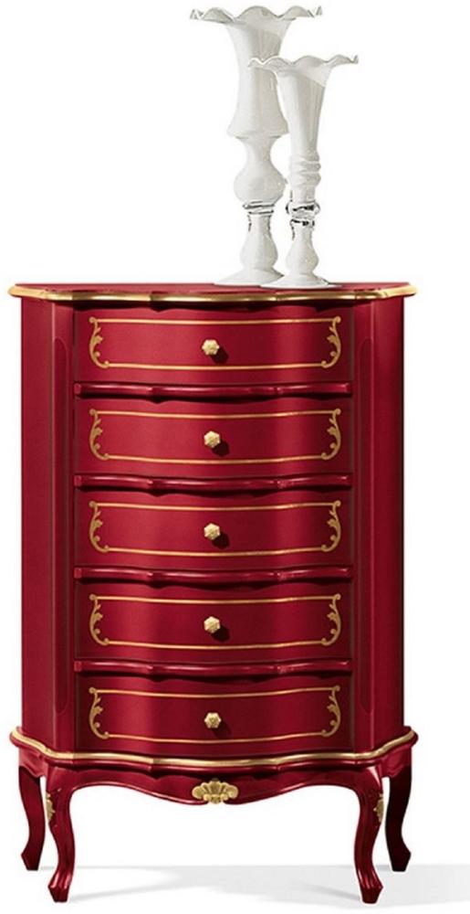 Casa Padrino Luxus Barock Kommode Bordeauxrot / Gold - Edler Massivholz Schrank mit 5 Schubladen - Barock Möbel - Luxus Qualität - Made in Italy Bild 1