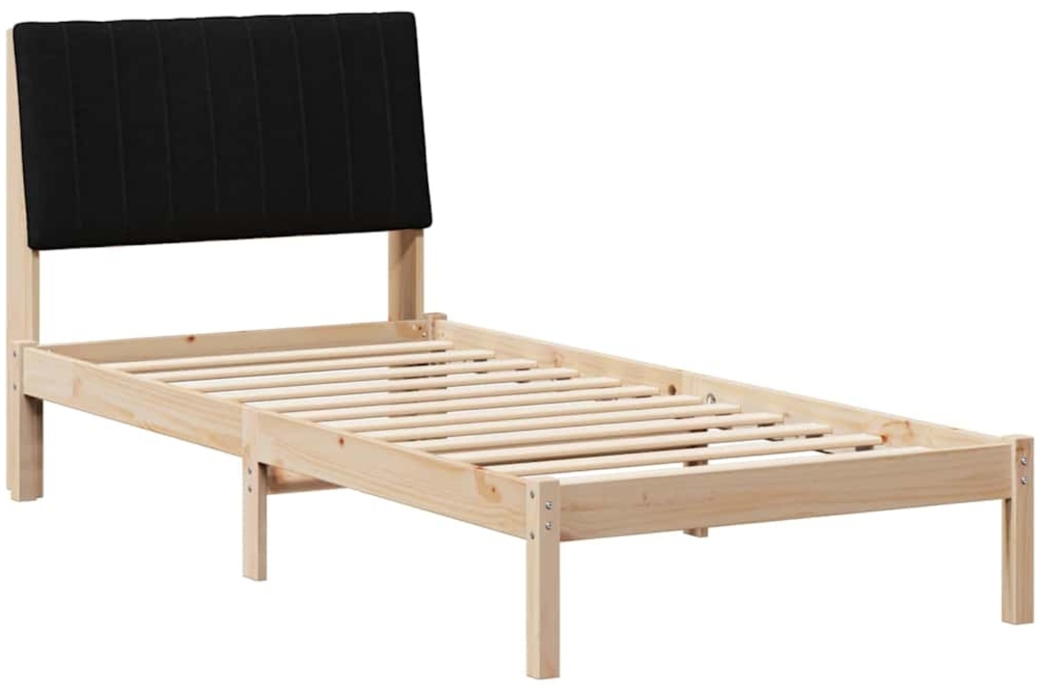 vidaXL Bettrahmen mit Kopfteil Braun 90 x 190 cm Massives Kiefernholz 878926 Bild 1