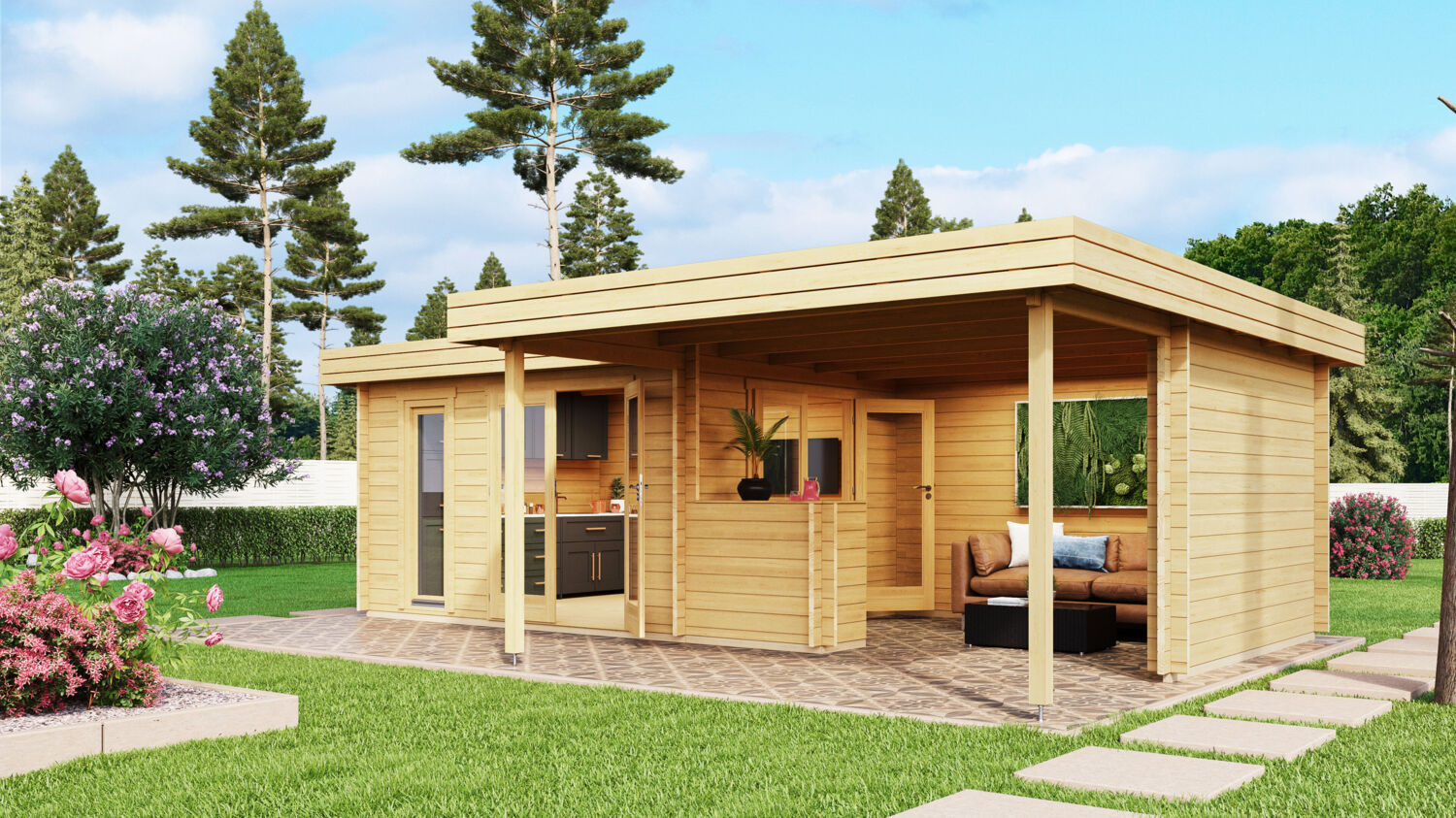 Fjordholz Gartenlounge Modell Romie 70 Farblos Bild 1