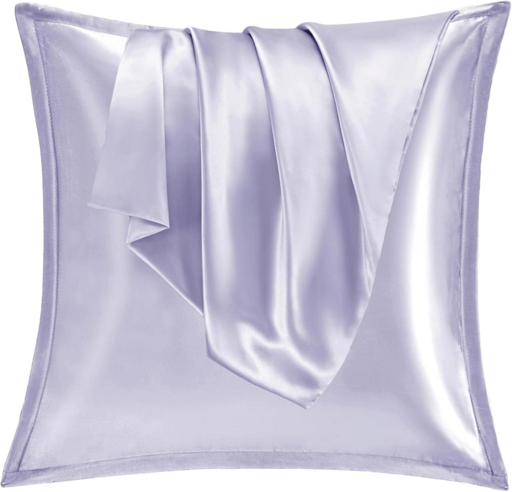 Satin Kissenbezug 80x80 2er Set Violett Weich Seidenkissenbezug Curly Haar Bild 1