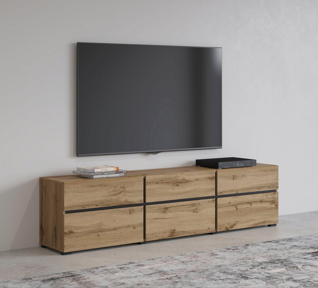 INOSIGN Lowboard Cross, moderne grifflose TV-Kommode,3 Klappen/3 Schubkästen, Breite 180 cm, TV-Schrank mit viel Stauraum, TV-Board Bild 1