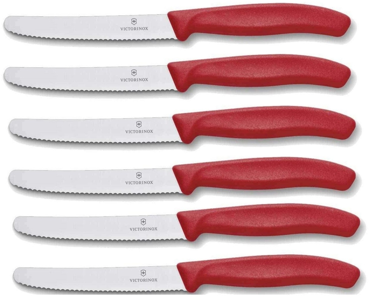 Victorinox | Tafelmesser Set | 6er Set | Swiss Classic | roter Griff | ideal für den täglichen Gebrauch | spülmaschinengeeignet | hochqualitative Klinge Bild 1