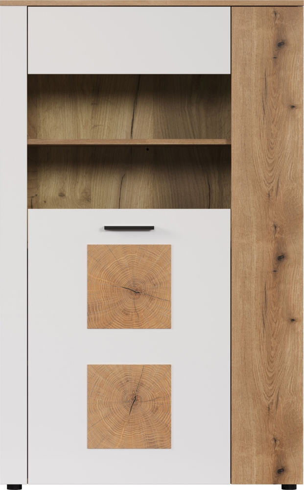 Vitrine Vianna in weiß und Eiche 90 x 146 cm Bild 1