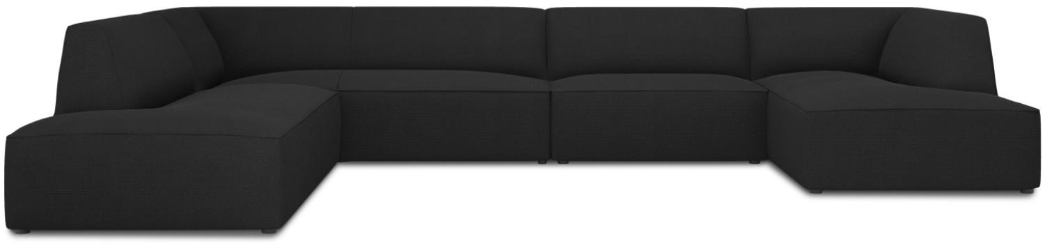 Micadoni 7-Sitzer Panorama Ecke links Sofa Ruby | Bezug Black | Beinfarbe Black Plastic Bild 1