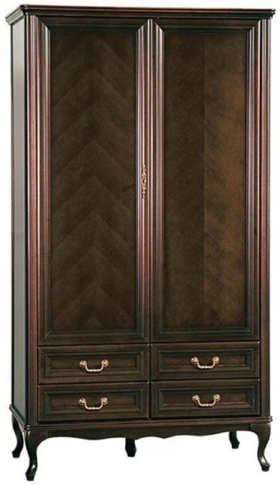 Casa Padrino Luxus Jugendstil Schlafzimmerschrank Dunkelbraun 114,5 x 60 x H. 206 cm - Massivholz Kleiderschrank mit 2 Türen und 4 Schubladen - Barock & Jugendstil Schlafzimmer Möbel Bild 1