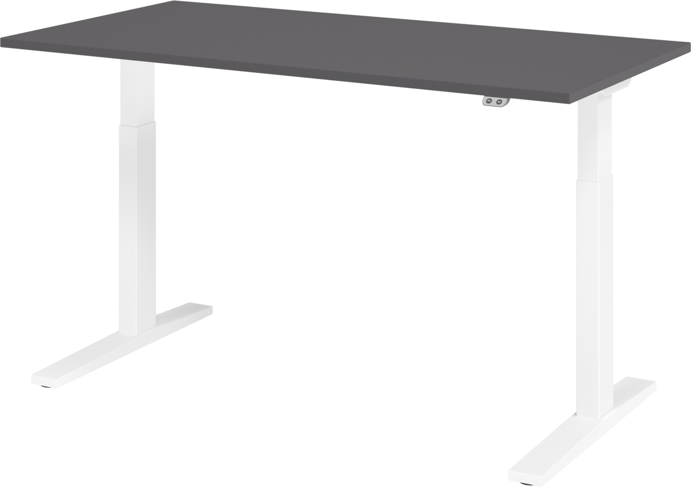 bümö elektrisch höhenverstellbarer Schreibtisch 160x80 cm in graphit, Gestell weiß - Schreibtisch höhenverstellbar elektrisch, elektrischer Schreibtisch & Gaming Tisch, XMKA-Serie Bürotisch, XMKA16-G-W Bild 1