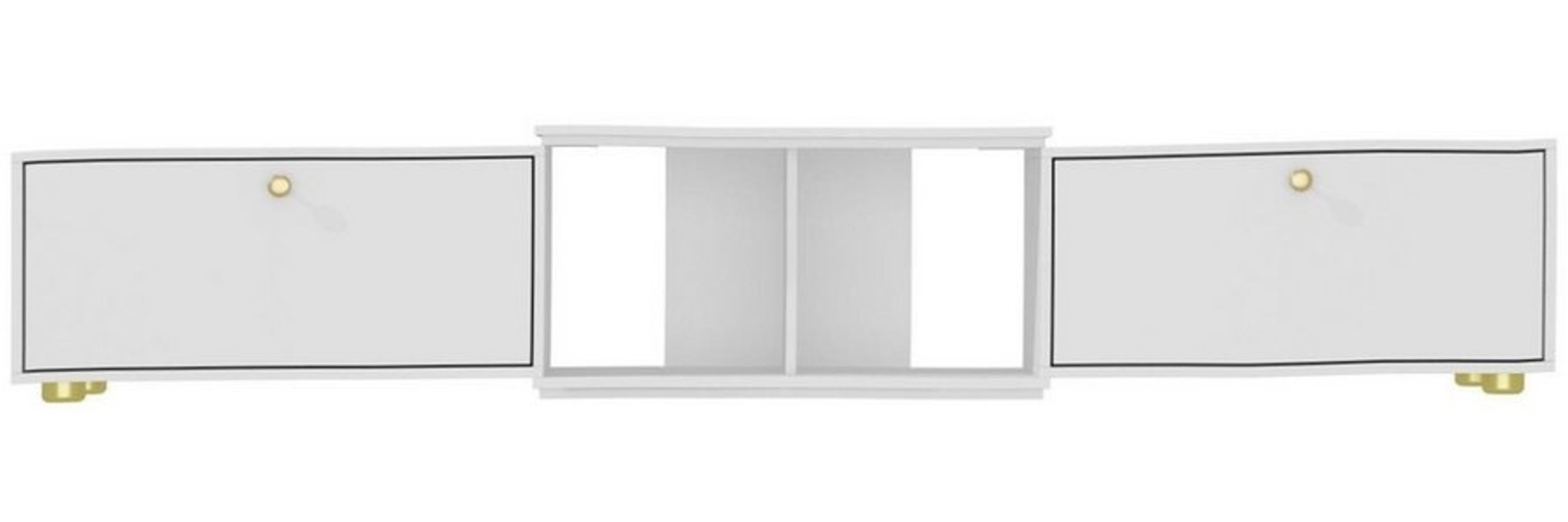 FUFU&GAGA TV-Schrank TV-Ständer, mit 2 Schränken, 120-175 x 30 x 28 cm, MDF, Weiß Produktlänge: 120 cm, ausgezogene Länge: 175 cm Bild 1