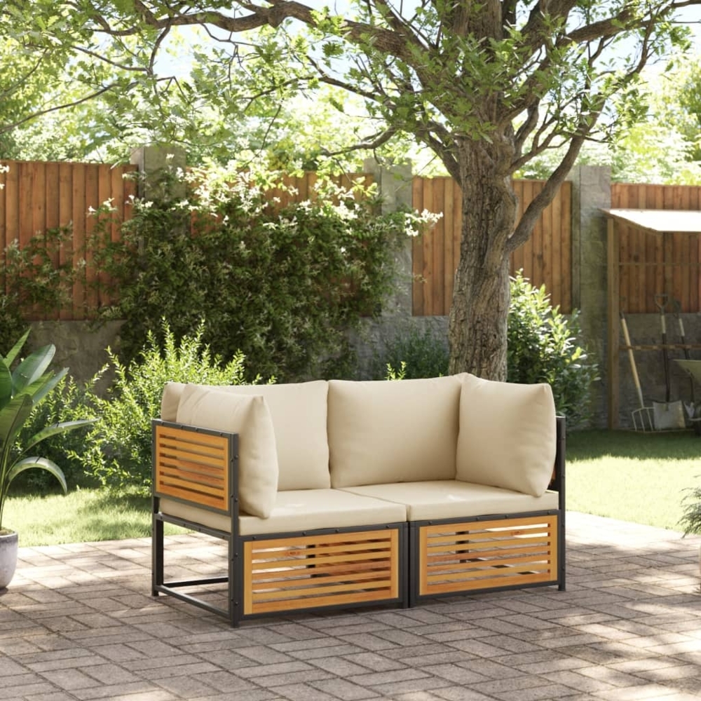 vidaXL 2-tlg. Garten-Sofa-Set mit Kissen Massivholz Akazie 3214916 Bild 1