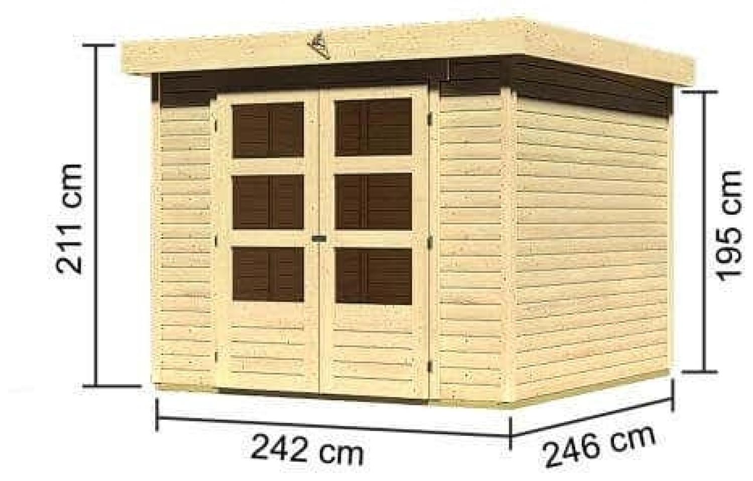 Karibu Woodfeeling Gartenhaus Askola 35 (optional mit Anbaudach Gartenhaus aus Holz Holzhaus mit 19 mm Wandstärke inklusive Terrasse Blockbohlenhaus mit Montagematerial Bild 1