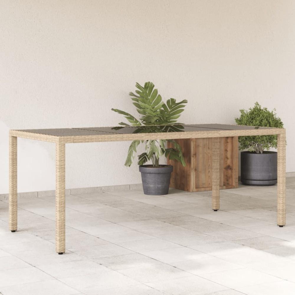 vidaXL Gartentisch mit Glasplatte Beige 190x90x75 cm Poly Rattan 365539 Bild 1