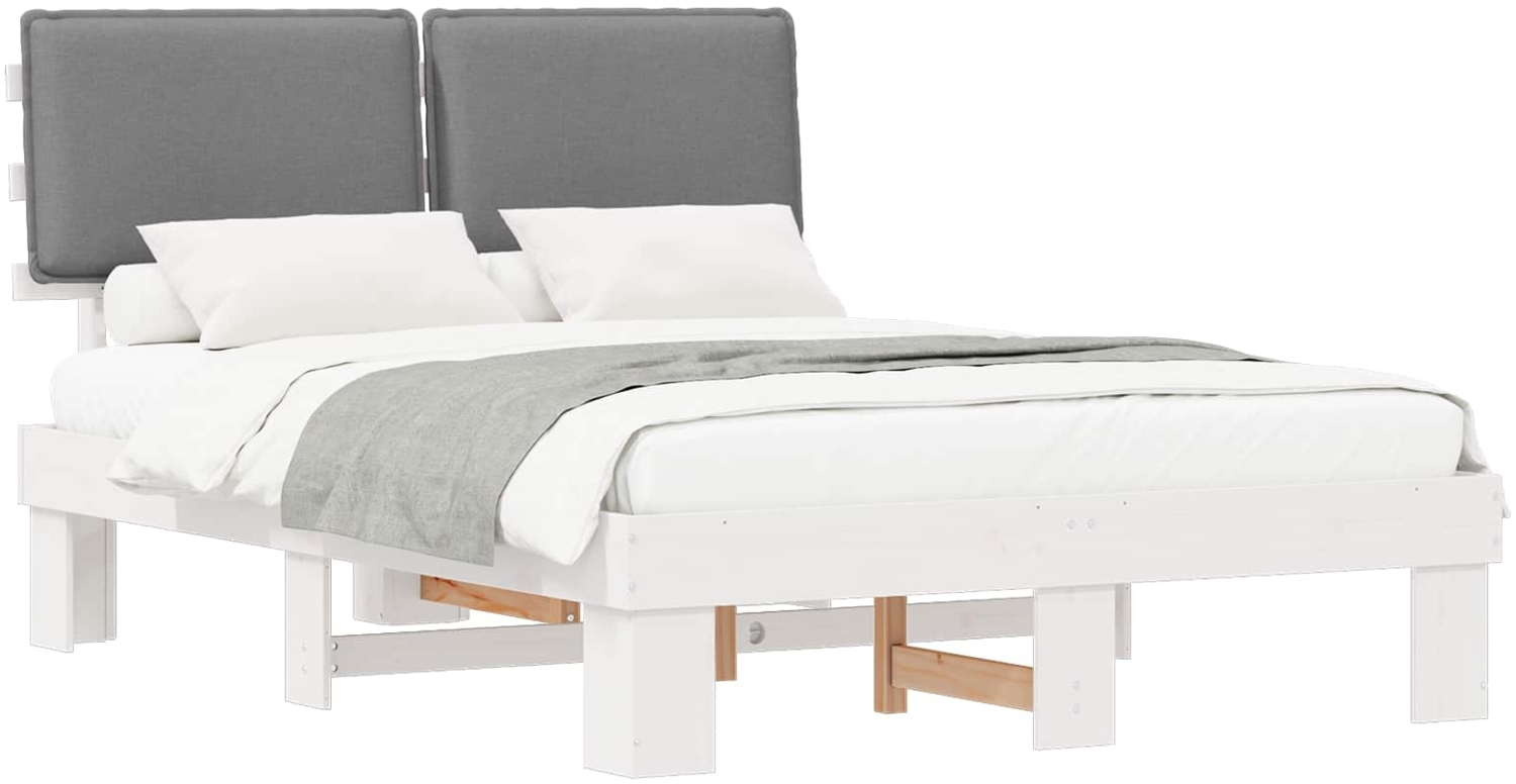 vidaXL Bettgestell mit gepolstertem Kopfteil Hellgrau 160 x 200 cm 877268 Bild 1