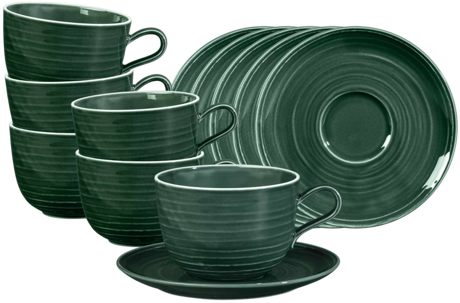 Seltmann Weiden Terra Milchkaffeetasse mit Untertasse 400 ml moosgrün 6er Set Bild 1