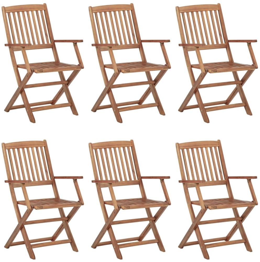 vidaXL Klappbare Gartenstühle 6 Stk. mit Kissen Massivholz Akazie 3074962 Bild 1