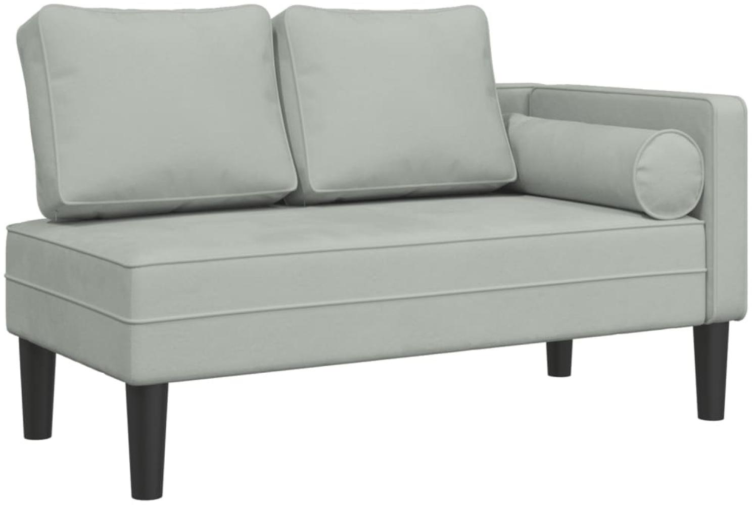 vidaXL Chaiselongue mit Kissen Hellgrau Samt 4007571 Bild 1