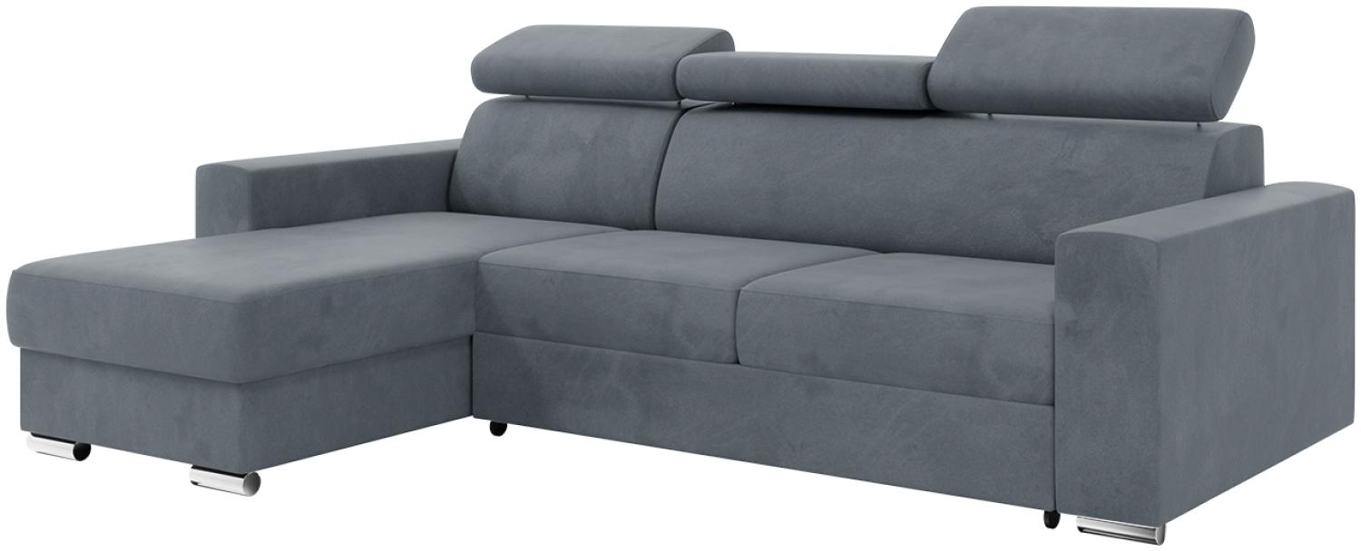 Meblini 'Voss' Schlafcouch mit Bettkasten, Samtstoff, 242 x 168 x 79 cm, Grau, Links Bild 1