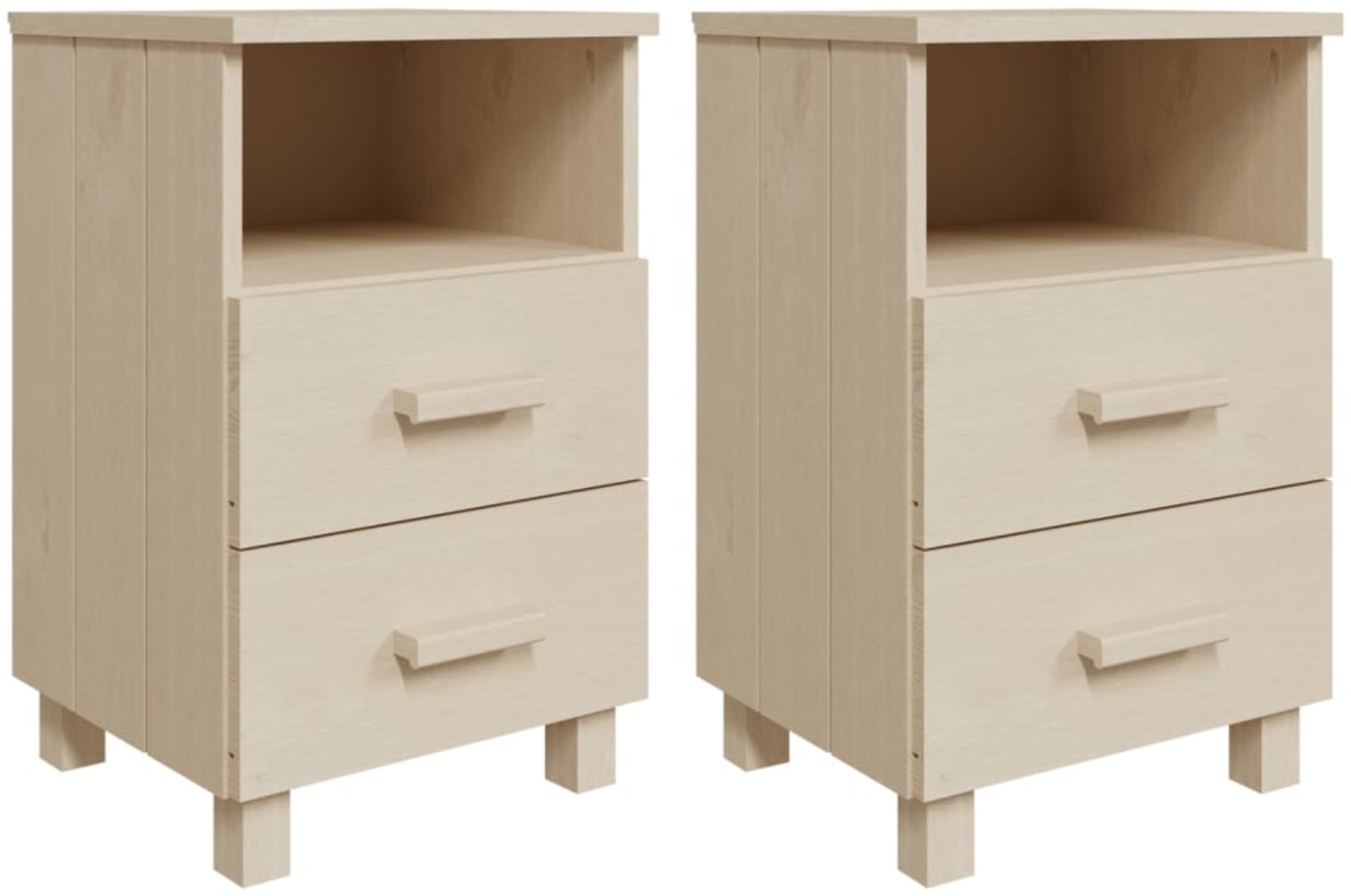 2er-Set Nachttische, Nachtschränke Honigbraun 40x35x62 cm Massivholz Bild 1