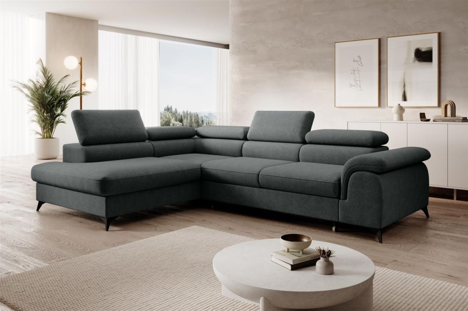 Ecksofa Schlafsofa Sofa BASTIEN in Stoff Whisper Forest Ottomane Links Bild 1