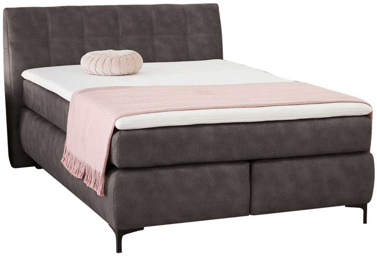 Boxspringbett Gilda / Gitta, Mikrofaser, Stoff, Grau, 155 x 104 x 224 cm Bild 1
