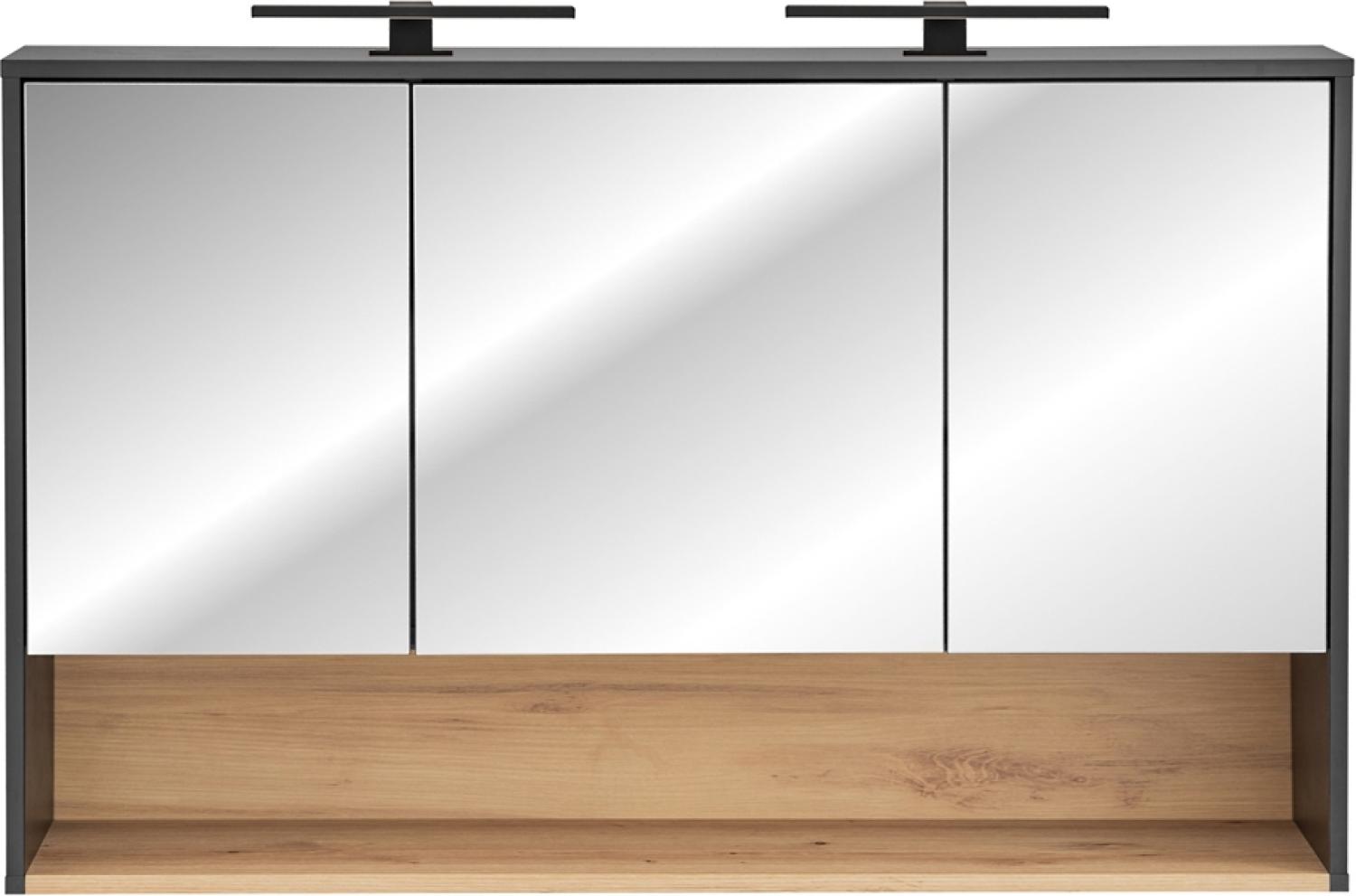 Bad Spiegelschrank 120 cm BOLOGNA-56 inkl. LED Beleuchtung in anthrazit mit Artisan Eiche Nb, B/H/T: ca. 120/80/25 cm Bild 1