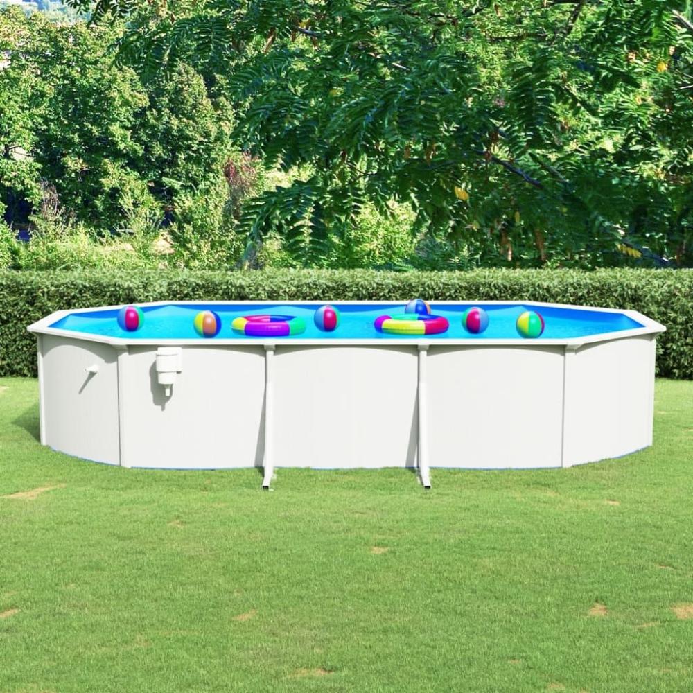 vidaXL Stahlwand-Pool Oval 610x360x120 cm Weiß 93265 Bild 1