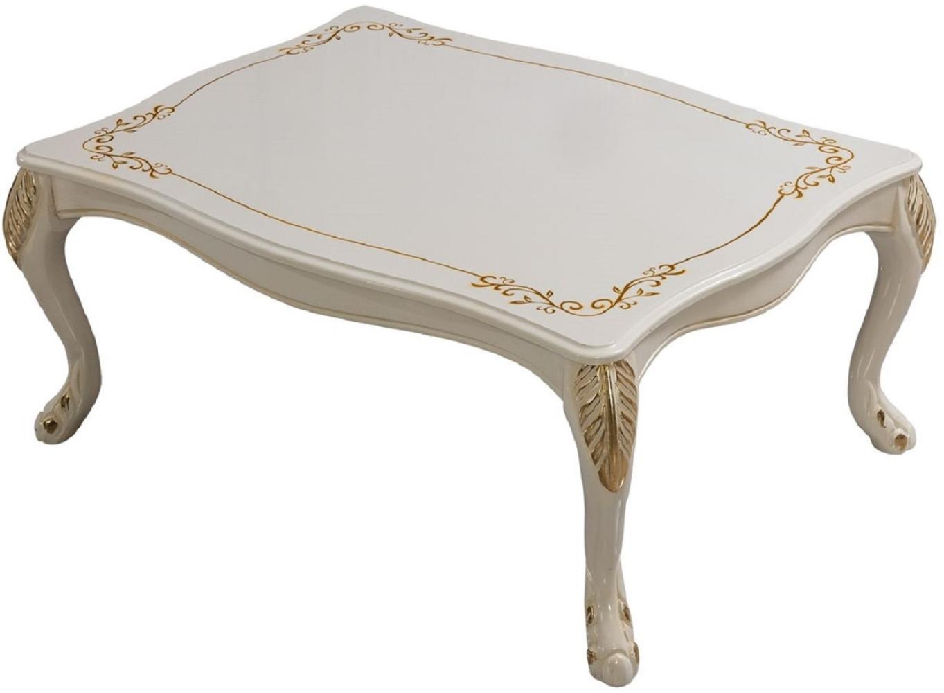 Casa Padrino Luxus Barock Couchtisch Weiß / Gold - Handgefertigter Barockstil Wohnzimmertisch - Luxus Möbel im Barockstil - Barockstil Wohnzimmer Möbel - Barock Einrichtung - Barock Möbel Bild 1