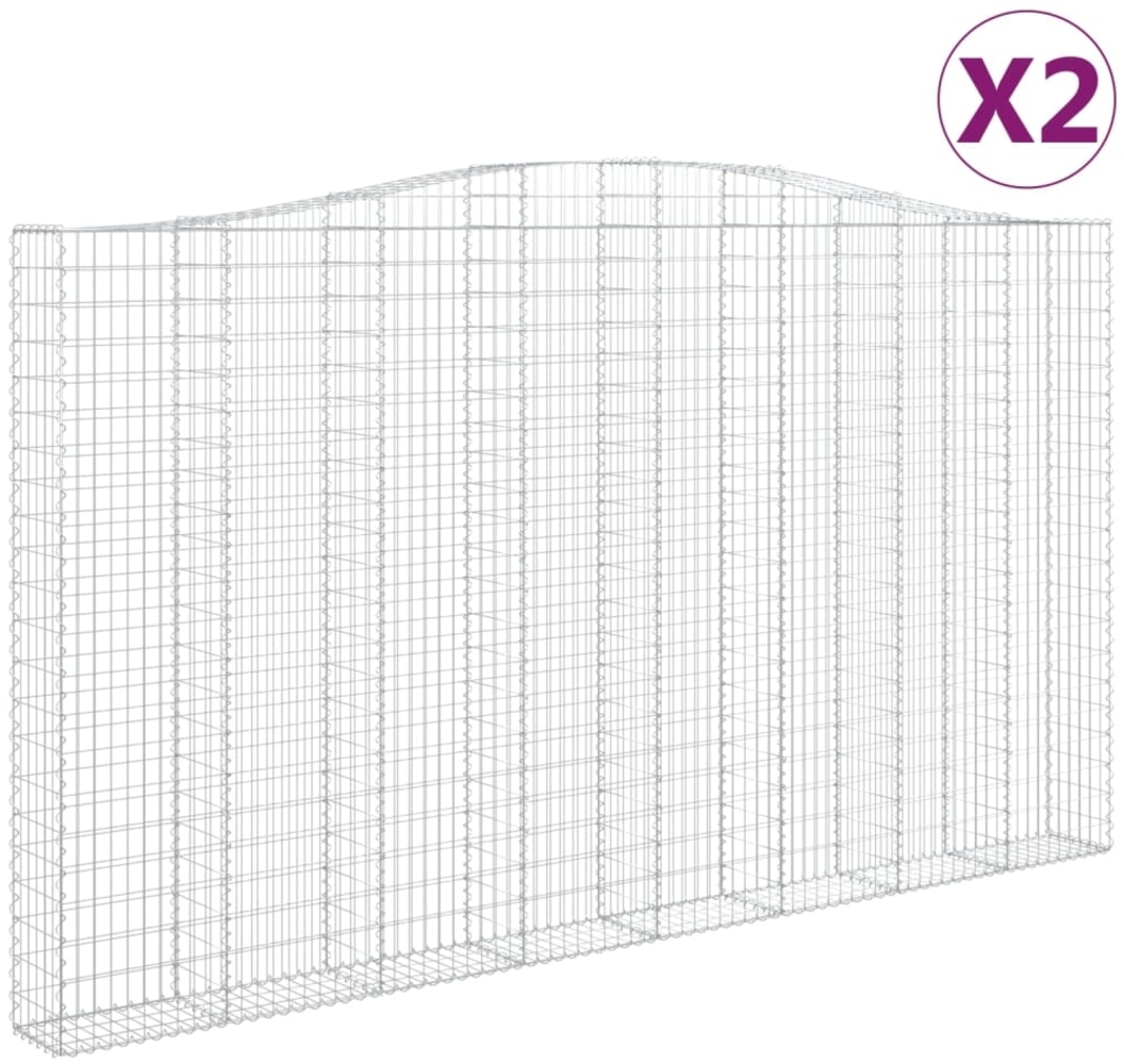 vidaXL Gabionen mit Hochbogen 2 Stk. 400x30x220/240cm Verzinktes Eisen 3145904 Bild 1