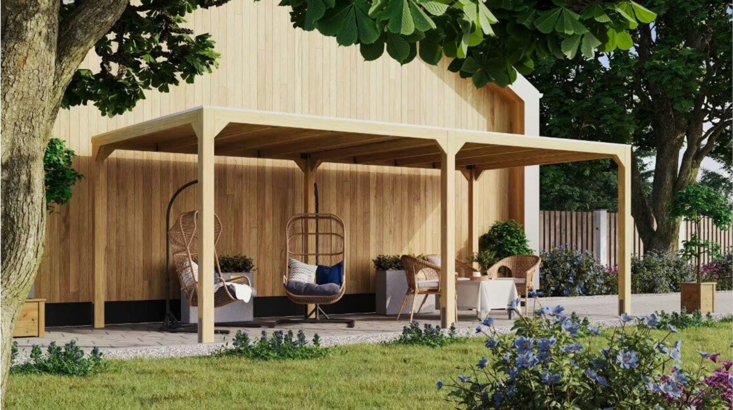 Karibu Premium Pavillon Cubus in 3 Größen 1 Anbau Bild 1