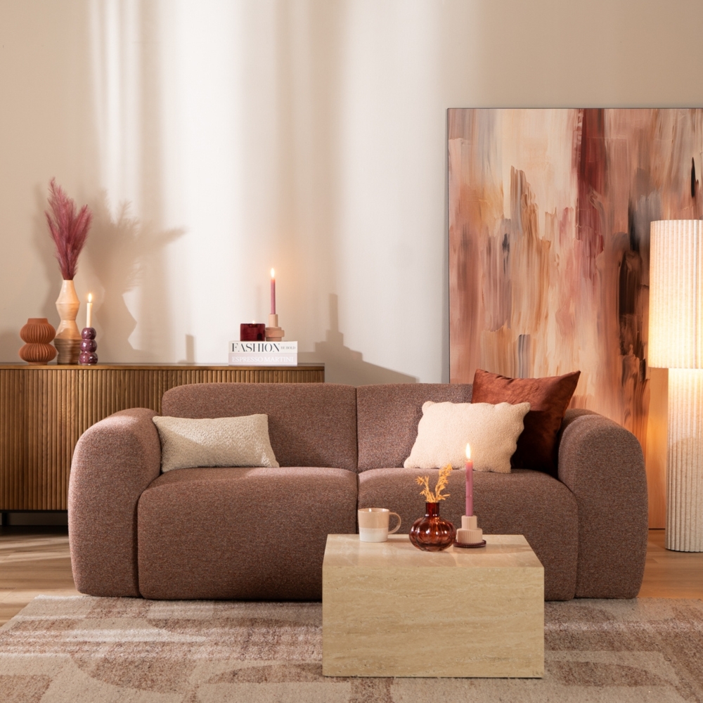 Bronx71 Sofa Maine 2,5 Sitzer Bouclé rot/rosa Bild 1