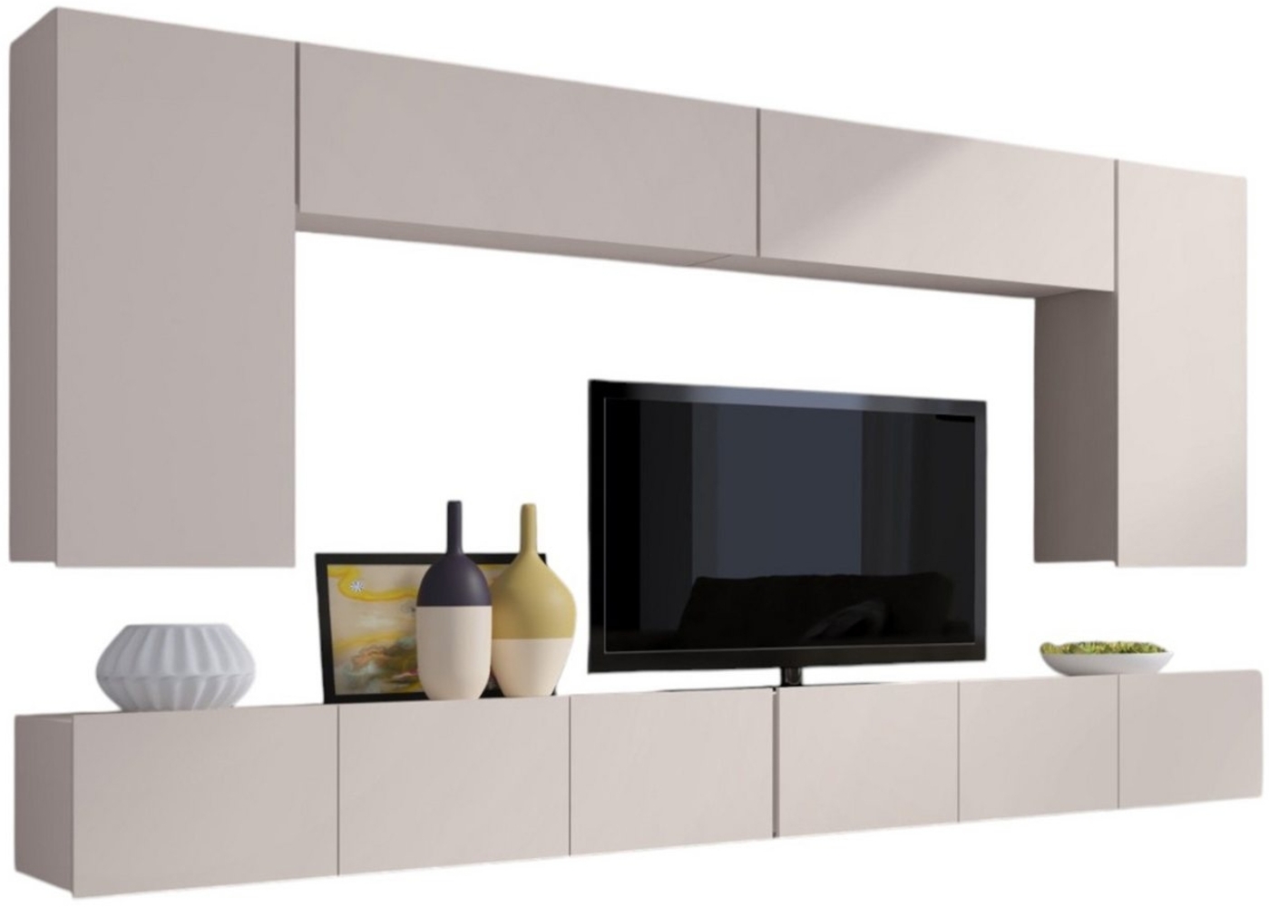 Compleo Wohnwand CALABRO Modern und elegant design, 6er-Set, 2x TV-Lowboard, 2x Wandregal, 2x Hängekommode Bild 1