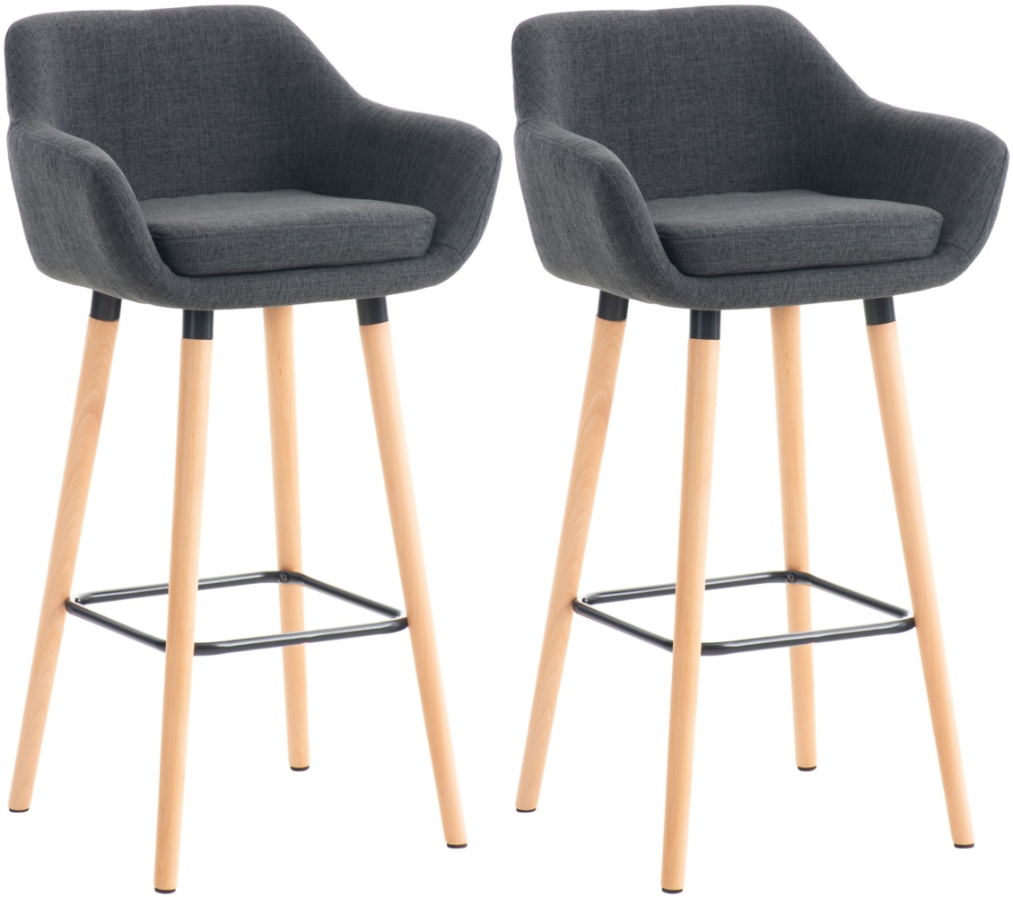 DELUKE® Barhocker 2er Set mit Lehne Dunkelgrau VILO - Stoffbezug, 99x55x46cm Barhocker mit Lehne Tresenhocker Barstuhl Küchenhocker Thekenhocker hoher Stuhl Bild 1
