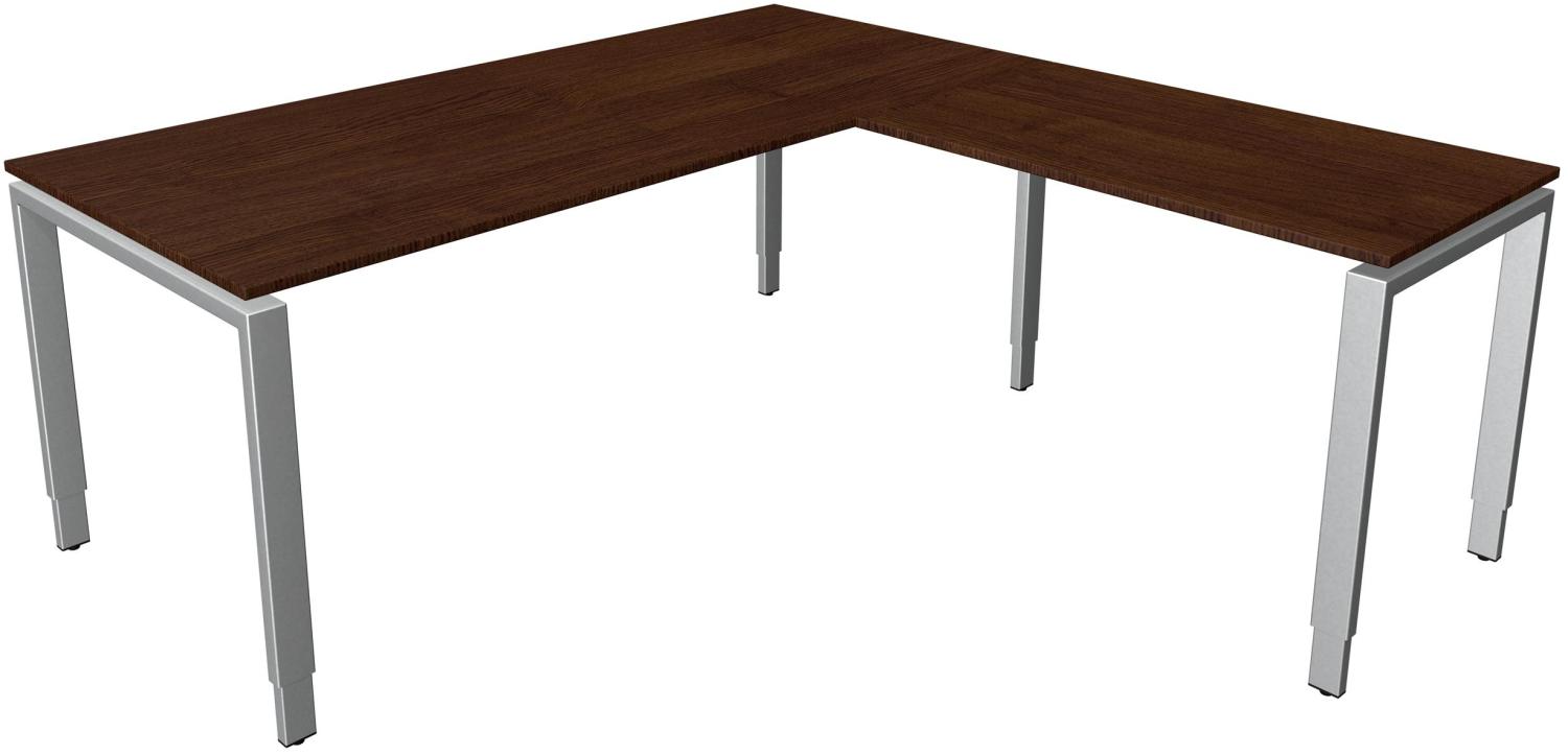 Kerkmann Schreibtisch Form 5 B 1800 x T 800 x H 680-820 mm mit Anbautisch B 1000 x T 600 mm auf 4 Bein-Gestell, Wenge Bild 1