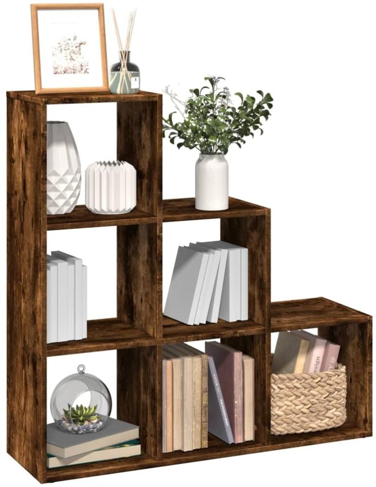 vidaXL Raumteiler-Bücherregal 3 Etagen Räuchereiche 99x29x99 cm 857962 Bild 1