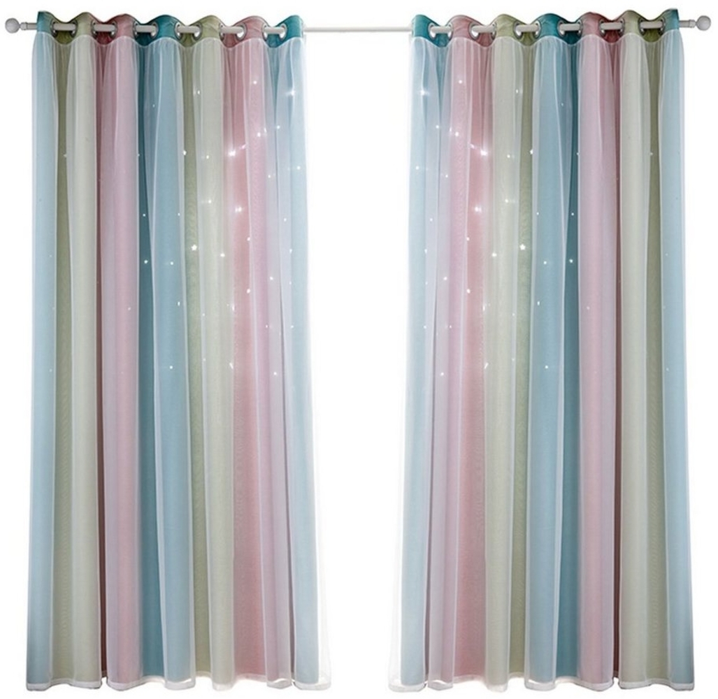 OKWISH Verdunkelungsvorhang 2er Set Curtains Farbverlauf Vorhänge Tüllvorhänge Set, Ösen (2 St), verdunkelnd, Polyester, Schlafzimmer Thermovorhang Ösen Wärmeisolierend gegen Kälte Blickdicht Bild 1