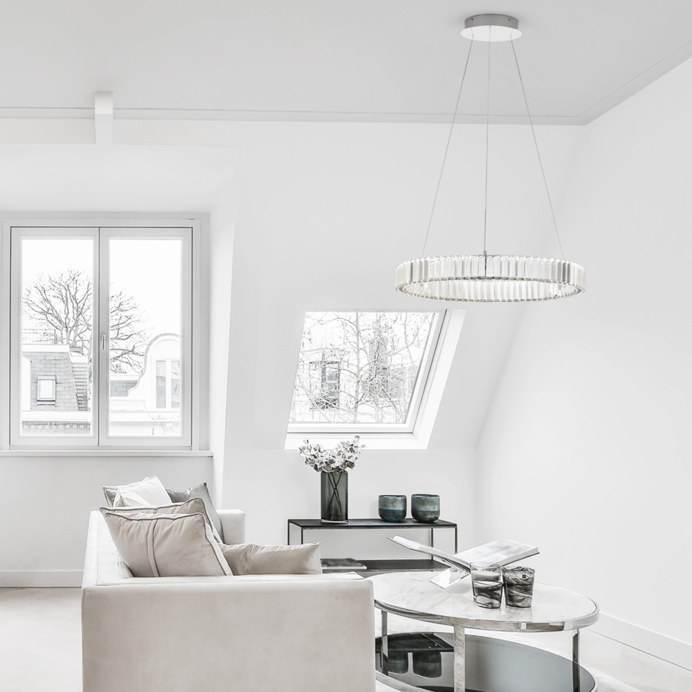 Nova Luce 9333066 AURELIA LED Pendelleuchte 60cm 3500K Chrom Kristall Bild 1