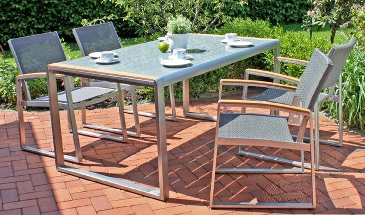 Garten-Essgruppe >Ava< (BxHxT: 160x74x90 cm) in silberglaenzend/braun Bild 1