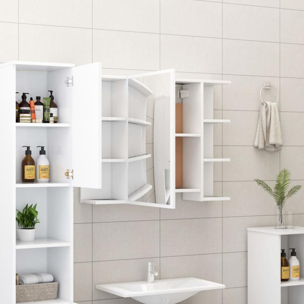 vidaXL Bad-Spiegelschrank Weiß 80x20,5x64 cm Holzwerkstoff 802606 Bild 1