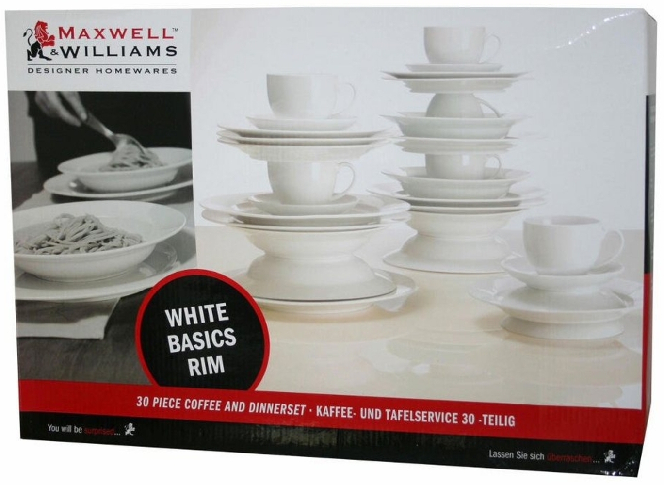 Maxwell & Williams Round Kaffee- und Tafelset 30-teilig, mit Rand, Geschenkbox, Porzellan, P208 Bild 1