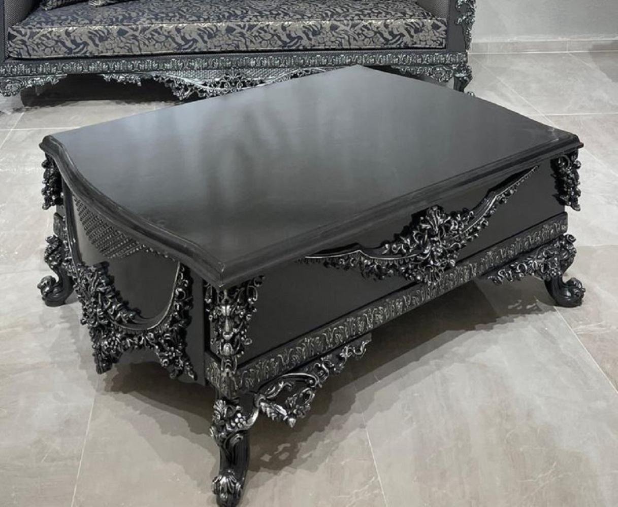 Casa Padrino Luxus Barock Couchtisch Grau / Silber - Prunkvoller Wohnzimmertisch im Barockstil - Barockstil Wohnzimmer Möbel - Barock Einrichtung - Barock Möbel - Luxus Möbel im Barockstil Bild 1