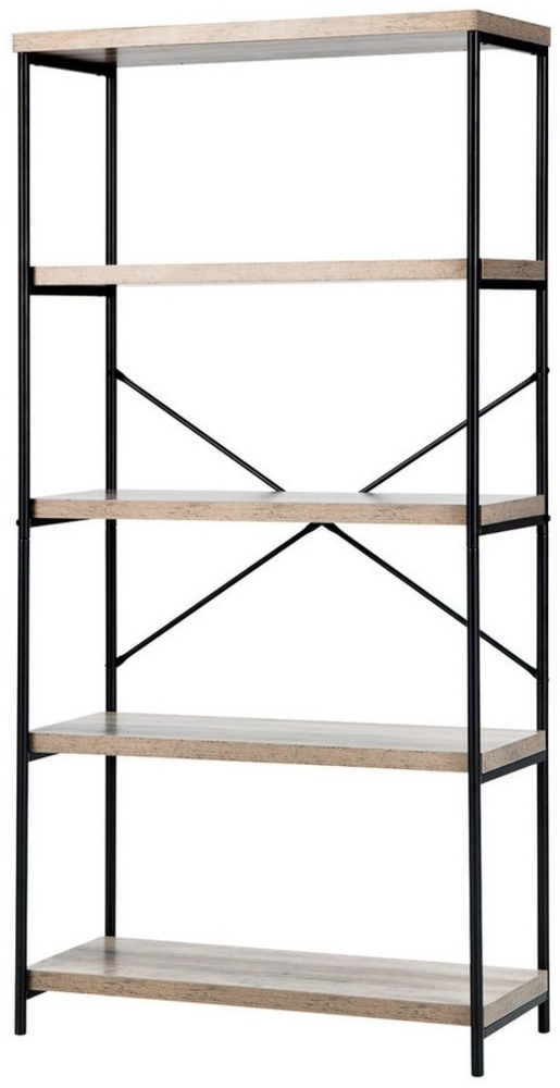 COSTWAY Bücherregal, 5 Ebenen, Standregal mit Metallrahmen, 79x35x160cm Bild 1