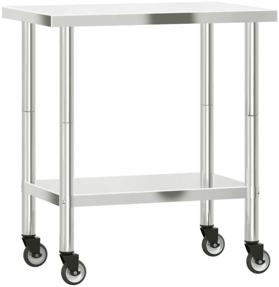 vidaXL Küchen-Arbeitstisch mit Rollen 82,5x55x85 cm Edelstahl 376463 Bild 1