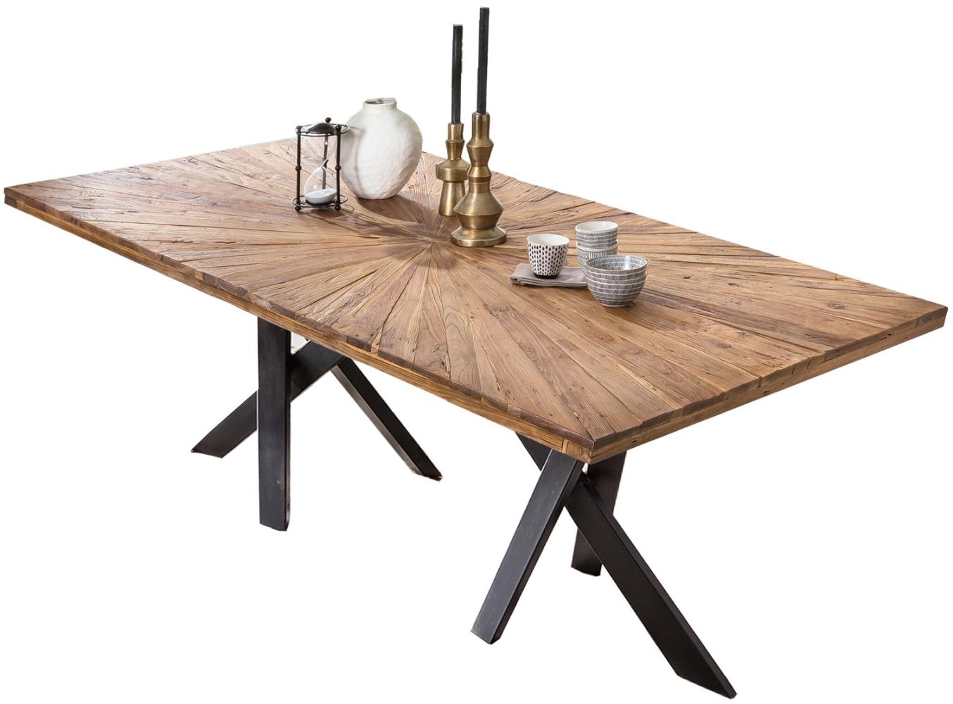 TABLES&CO Tisch 200x100 Teak Natur Metall Schwarz Bild 1