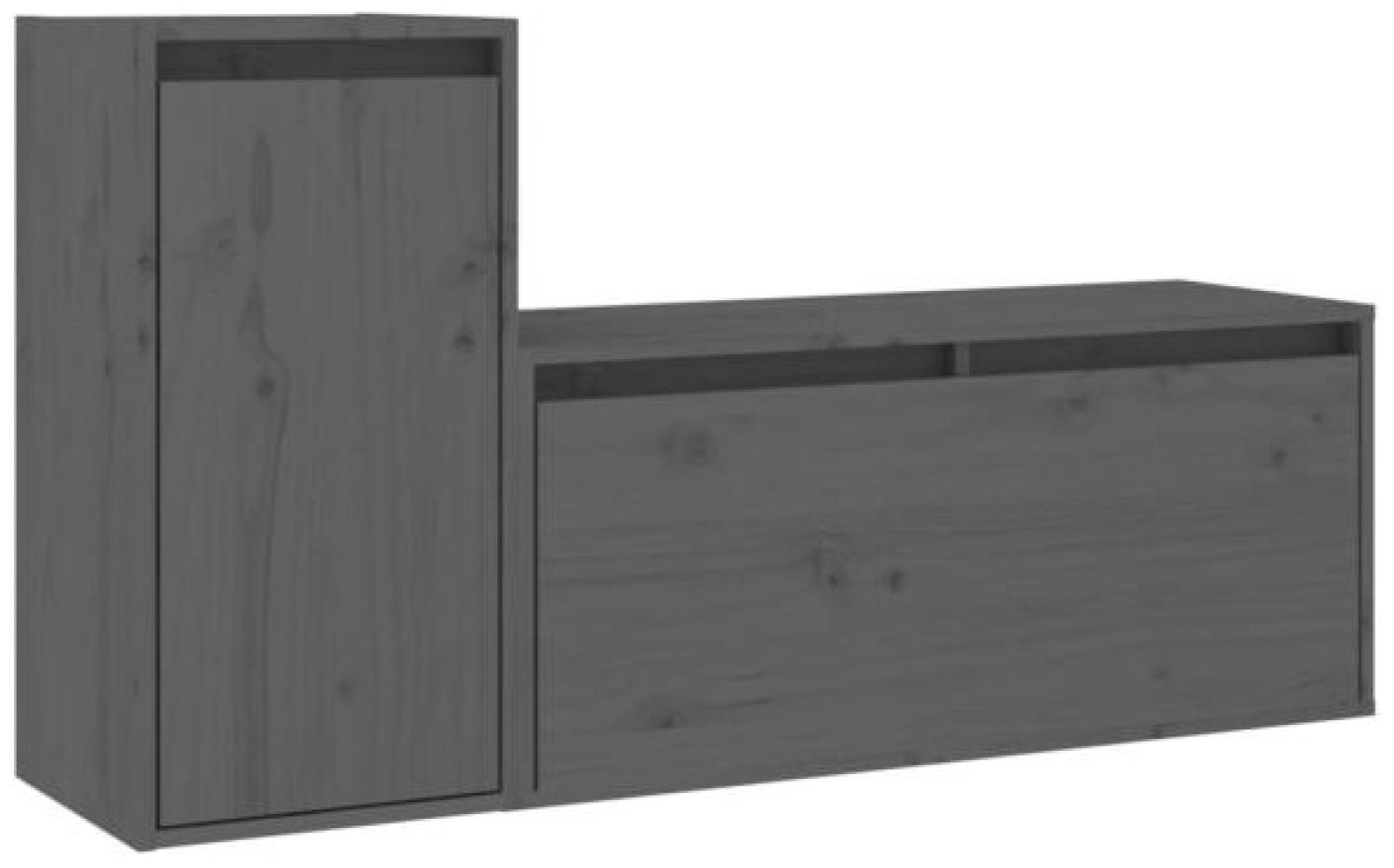 TV-Schränke 2 Stk. Grau Massivholz Kiefer [3100111] Bild 1