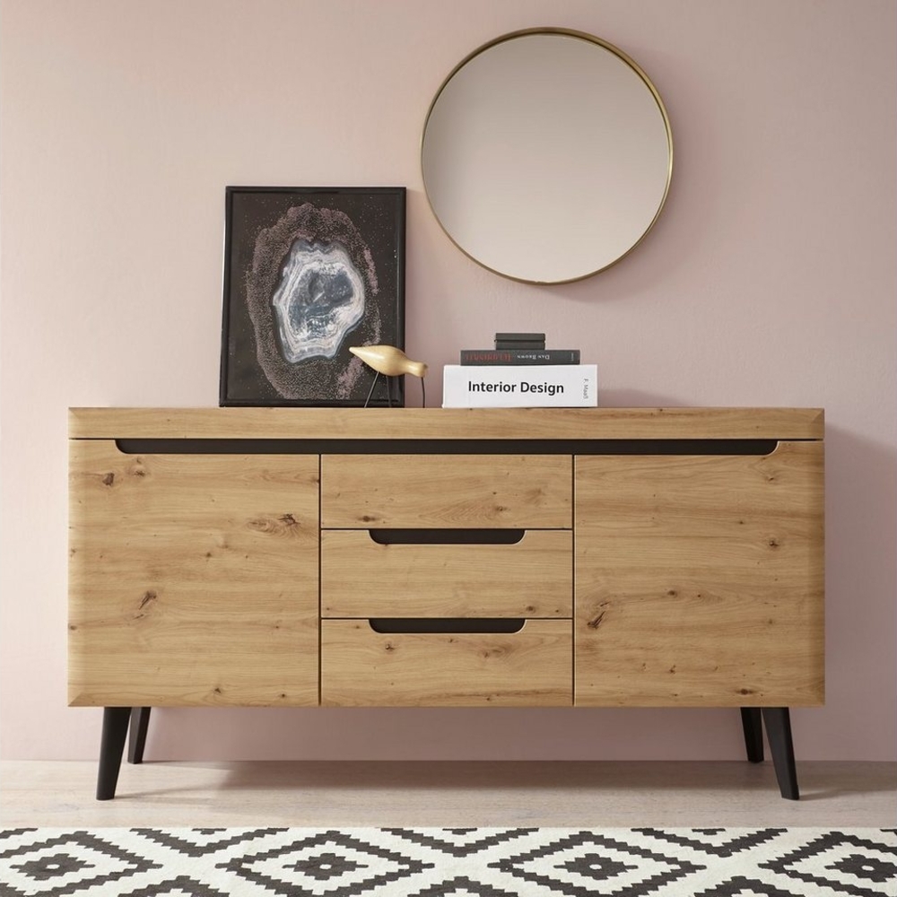 INOSIGN Sideboard Torge, Anrichte, Kommode, Schubladenschrank (1 St), abgeschrägte Füße, drei Farben, Scandi Design, 160 cm breit Bild 1